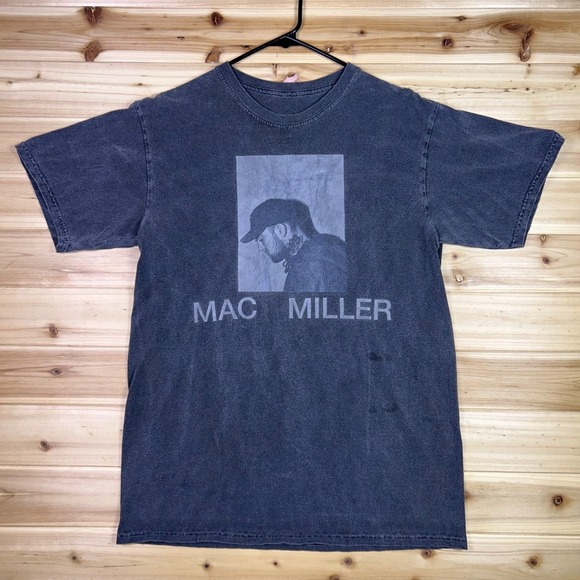 Mac Miller T-Shirt Mens Small Stonewash Black Portrait Rap Short Sleeve Shirt - Picture 1 of 7